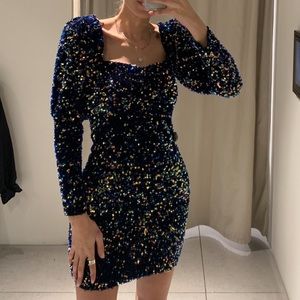 XS Zara sequin long sleeve mini dress
